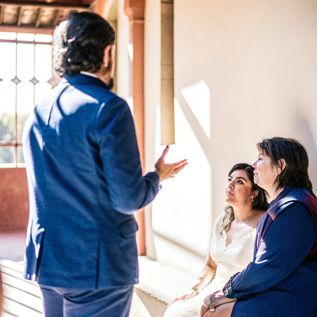 Référent Asteria échangeant avec des mariés pour coordonner leur journée en toute sérénité