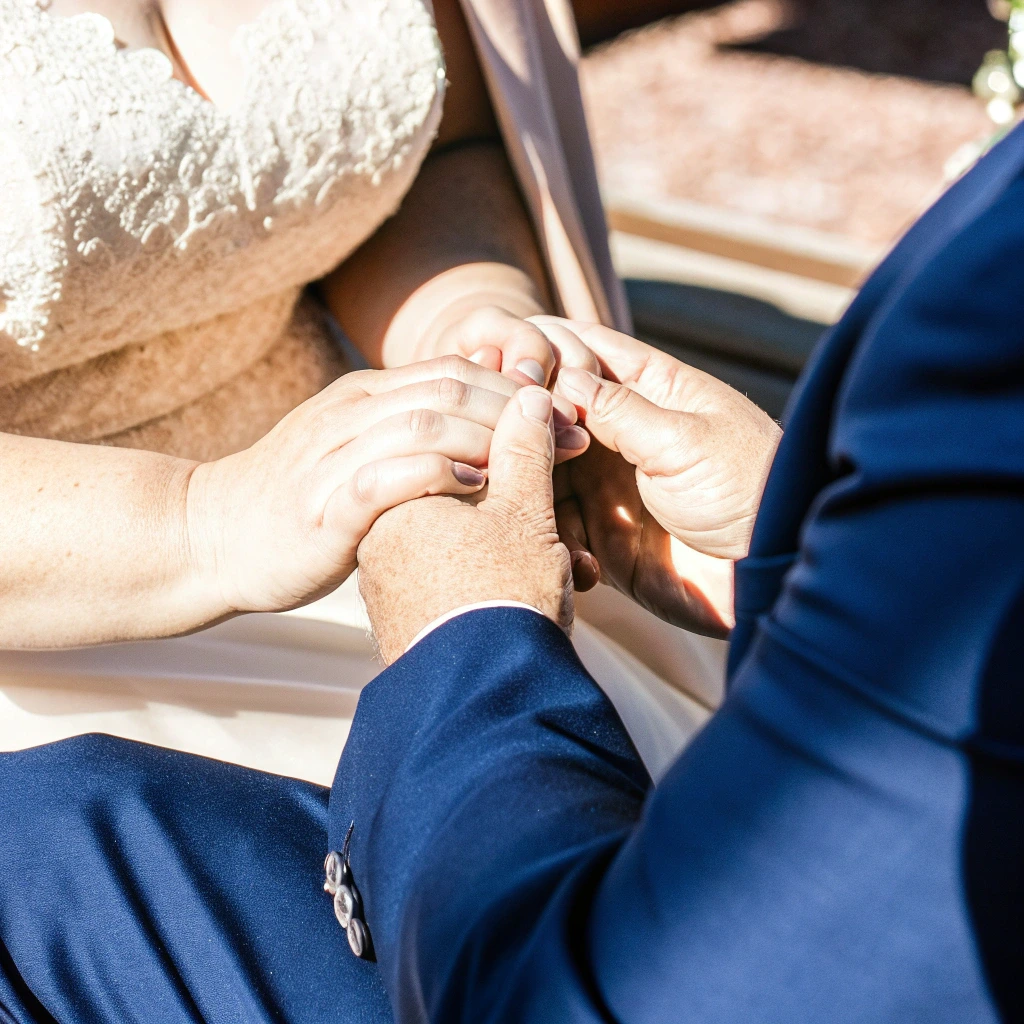 Geste intime lors d’un mariage, symbole de mémoire, d’engagement et de transmission